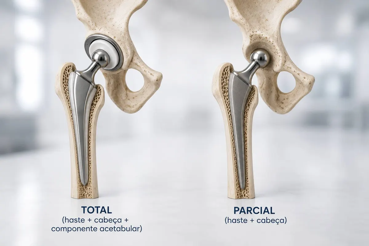 Comparação entre prótese total e prótese parcial de quadril em modelos anatômicos